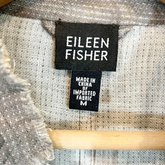 Eileen Fisher 100% Irish Linen Distressed Lightweight Jacket M Gray Lagenlook - Picture 2 of 11
